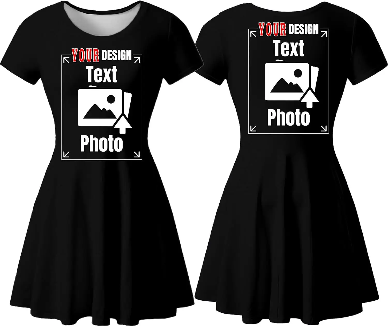 Abito casual personalizzato per donna Abito estivo personalizzato con logo Immagine di testo Stampa personalizzata di abiti prendisole a maniche corte