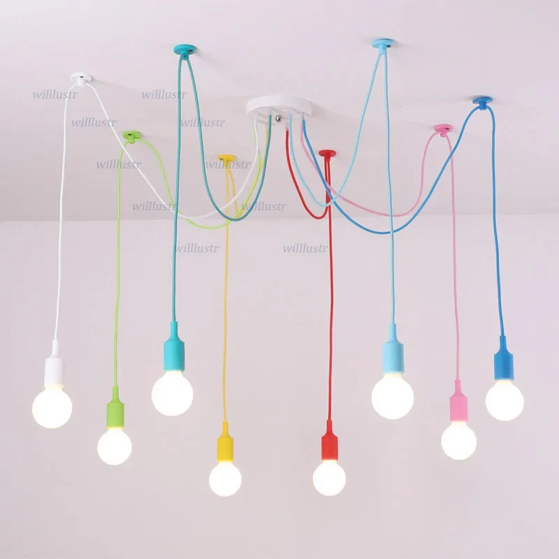 Modern Silica Gel Chandelier Multi Color Suspension Lamp Hotel Restaurant Boutique Store Bedroom Kid Room Creative Hanging Light