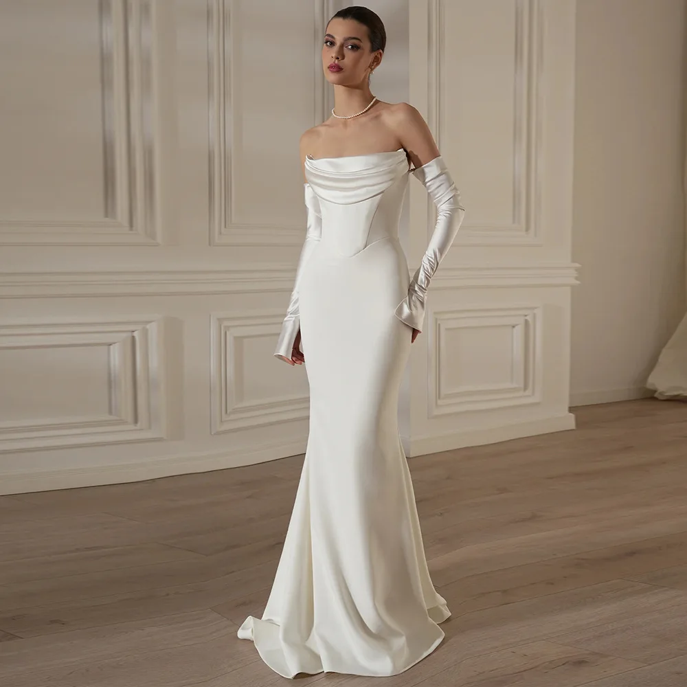 Nero sexy senza spalline con guanti Abiti da sera 2025 Autunno a vita alta Abito da festa Moda Celebrity Club Abiti da ballo