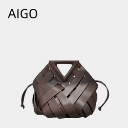 AIGO Luxury Women's Original Designer Hobo Knotted Bag Handbag Weave Big Hollow Out Shoulder Bags For Women сумка женская bolsos