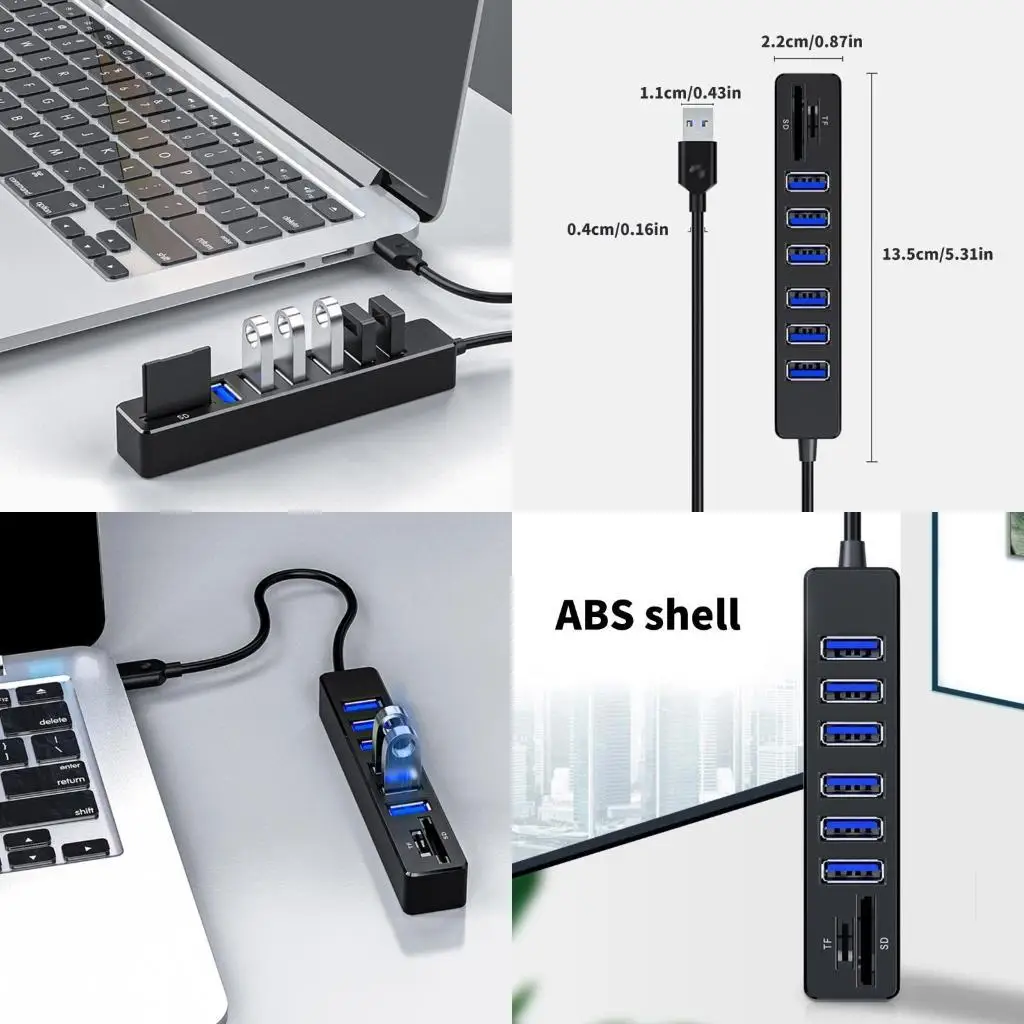 

R53C 8 Port USB Extension Adapter Hub Seamlessly Data Transfer Support Card Reader