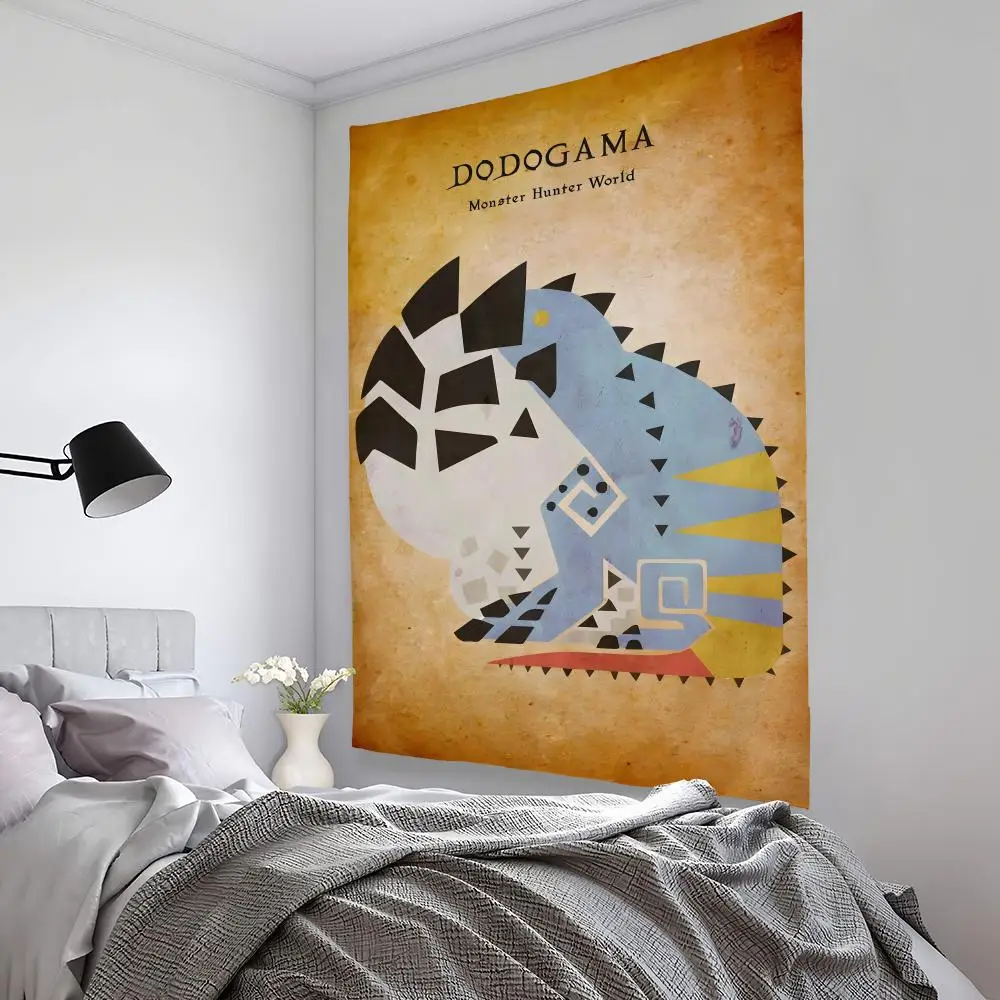 Game M-Monster H-Hunter Tapestry Microfiber Background Art Decor For Bedroom Living Room Bar Garden Outdoor Festival Wall Deco