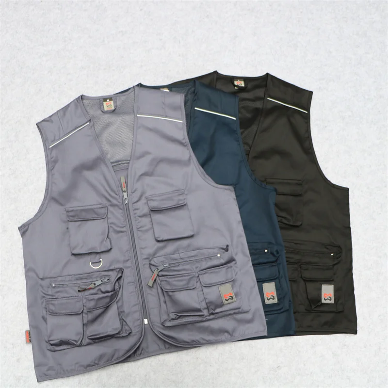

Loose Casual V-Ne Workwear Jaet Outdoor Fiing Photoaphy Vest Large Size Men's Faion Ci Sle Cotton Blend Fabric