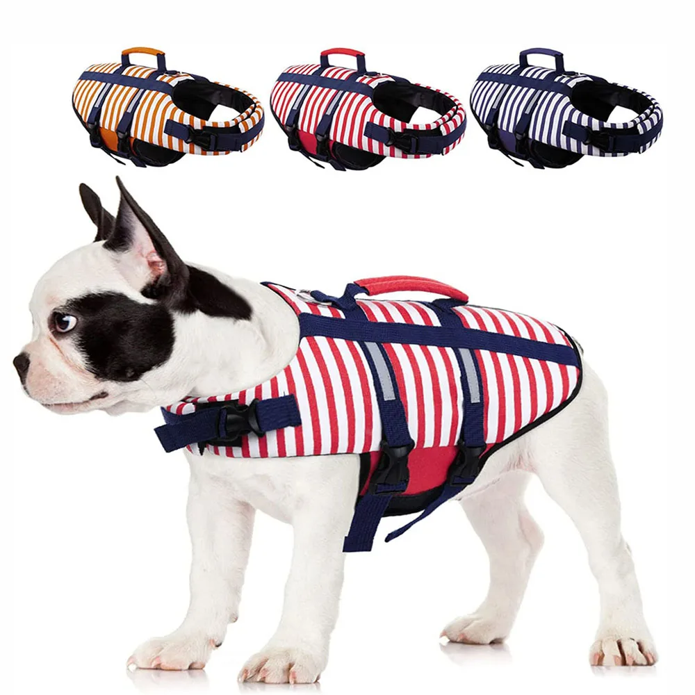 Dog Life Jacket,Ripstop Dog Life Vest Preserver for Boating Swimming with Rescue Handle,Reflective Puppy Float Coat Pet Swimsuit