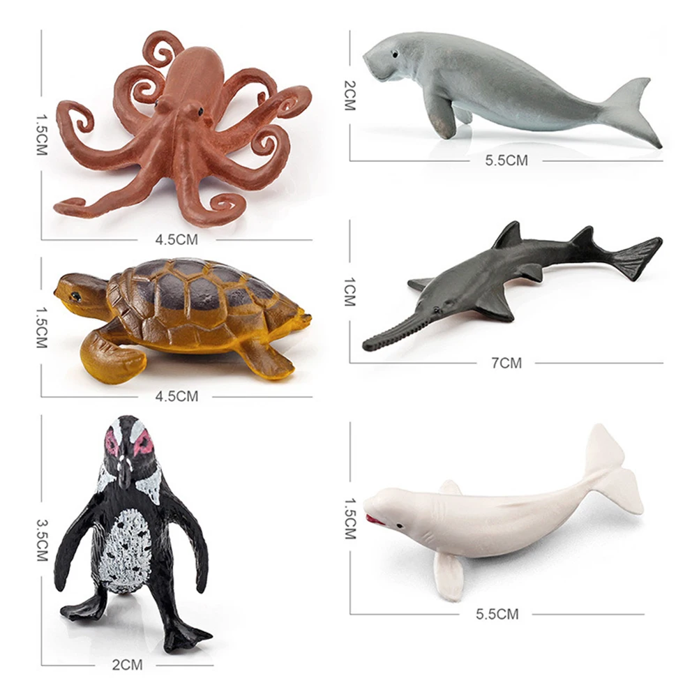 12 Stuks Mini Zee Educatief Speelgoed Voor Kinderen Plastic Simulatie Zeedieren Beeldjes Model Huis Desktop Decoratie