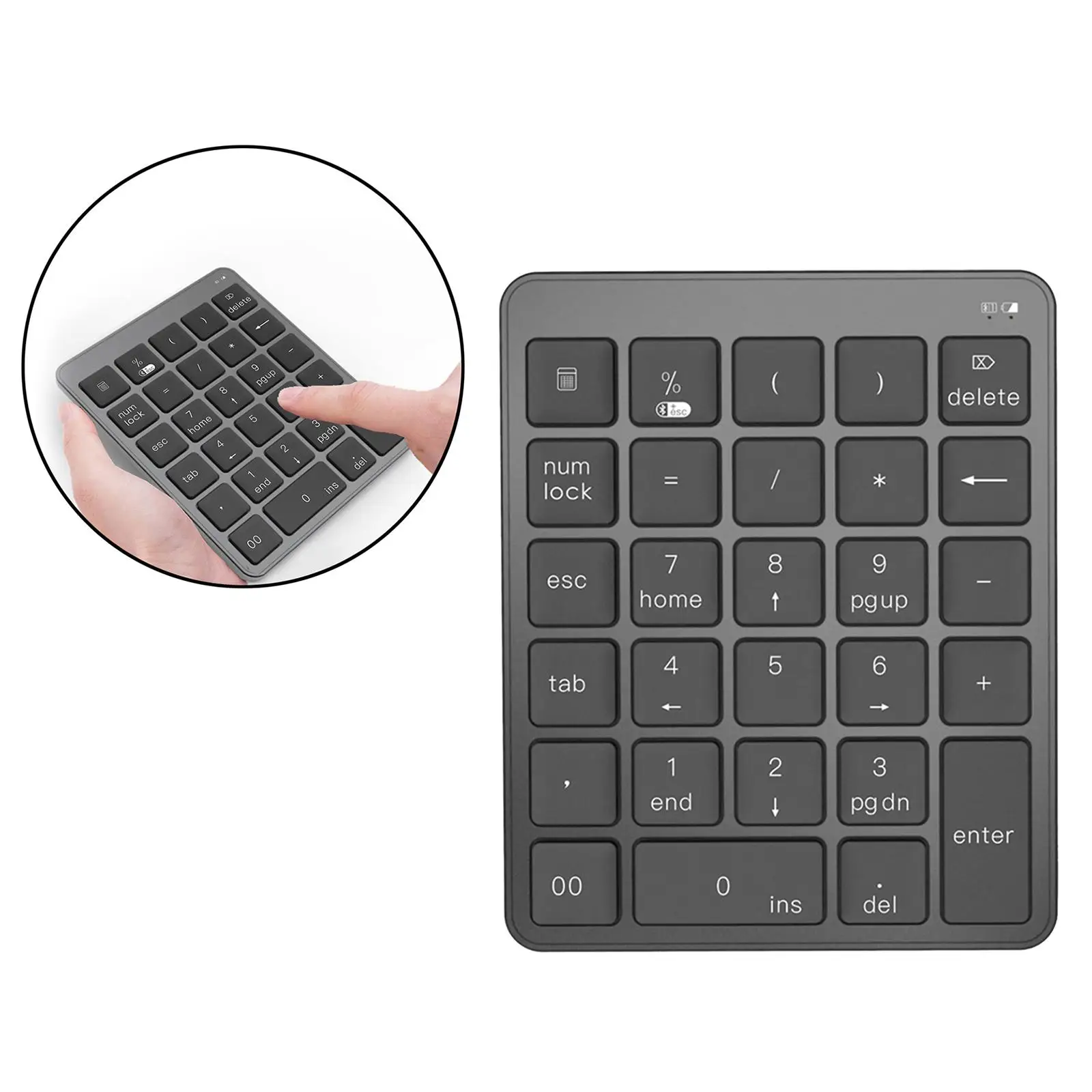 28 Key ic Keypad, Rechargeable Keypad with 10 Keys for Computer, PC, Laptop