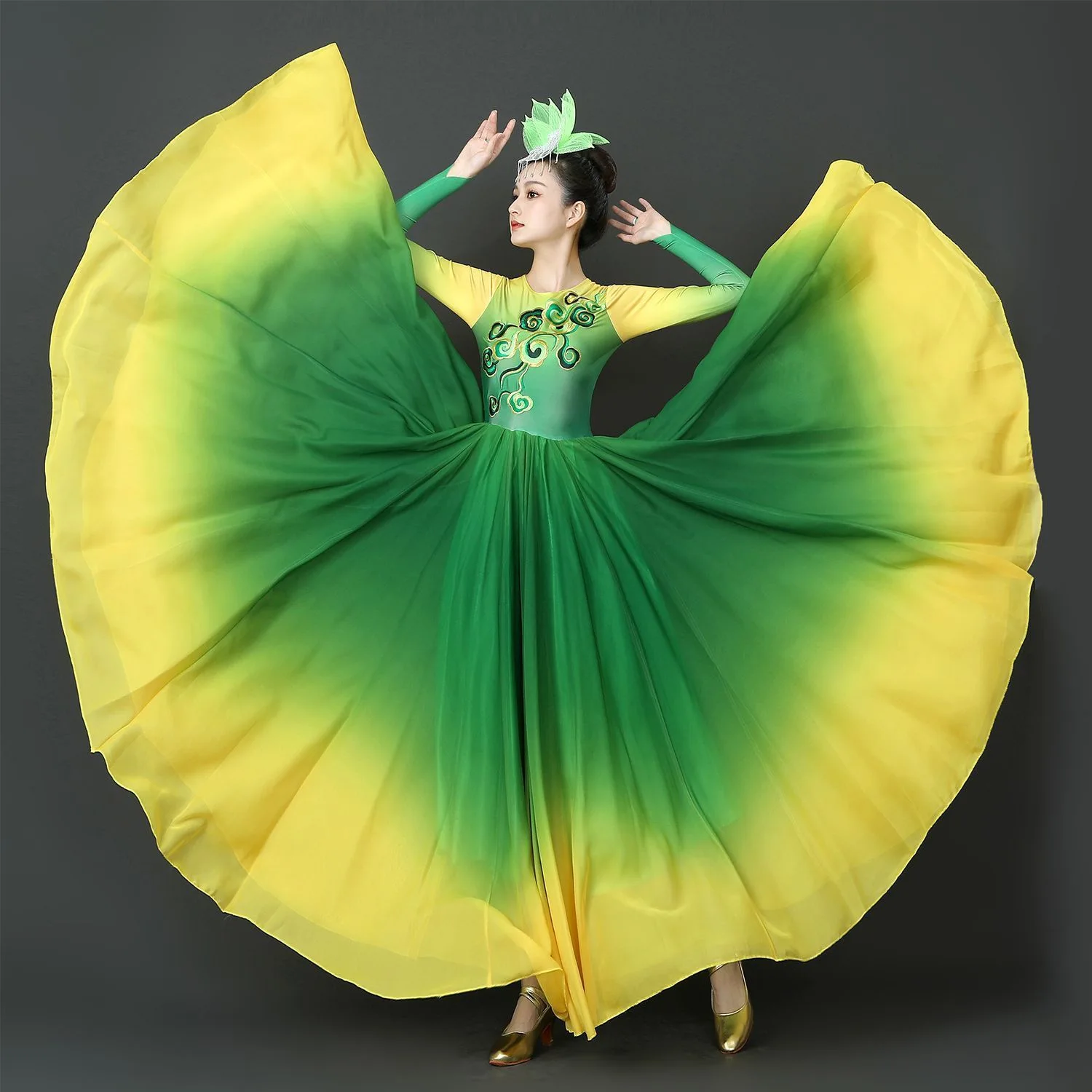 Performance Flamenco Dance Dress Sports Meeting Opening Dance Costume Large Swing Skirt Gradient Color Stage Dance Accompaniment