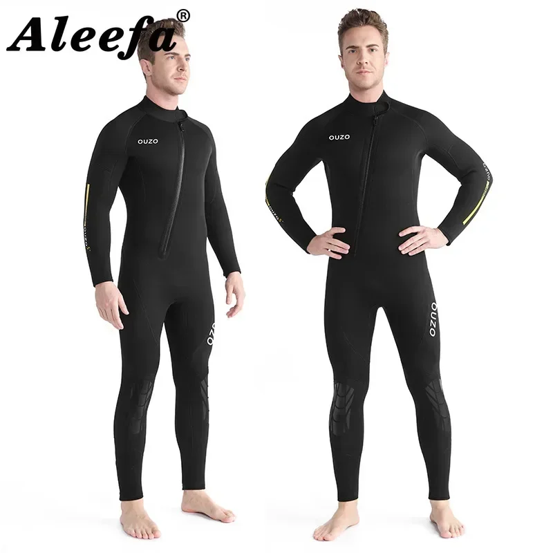 Men's Women diving suits 5mm Neoprene Wetsuit One-Piece  Scuba Dive Front Zipper with Sleeve