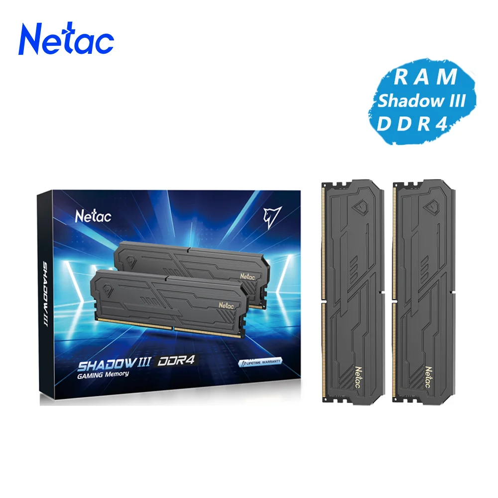 Netac RAM Shadow III DDR4 8Gx2 16Gx2 Memory RAM 3200MHz 3600MHz High-quality ICS DDR5 4800MHz Dual Channel XMP2.0 Freeshipping