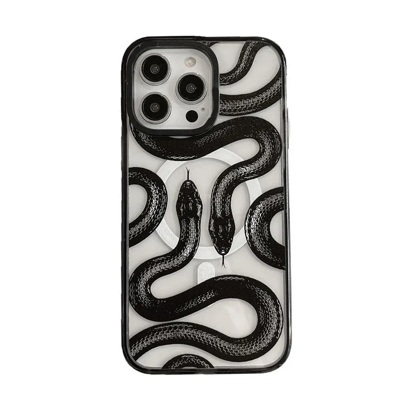 

MagSafe Acrylic Snake Phone Case Cover for IPhone 11 12 13 14 15 Pro Max Case for IPhone 14 Pro Max