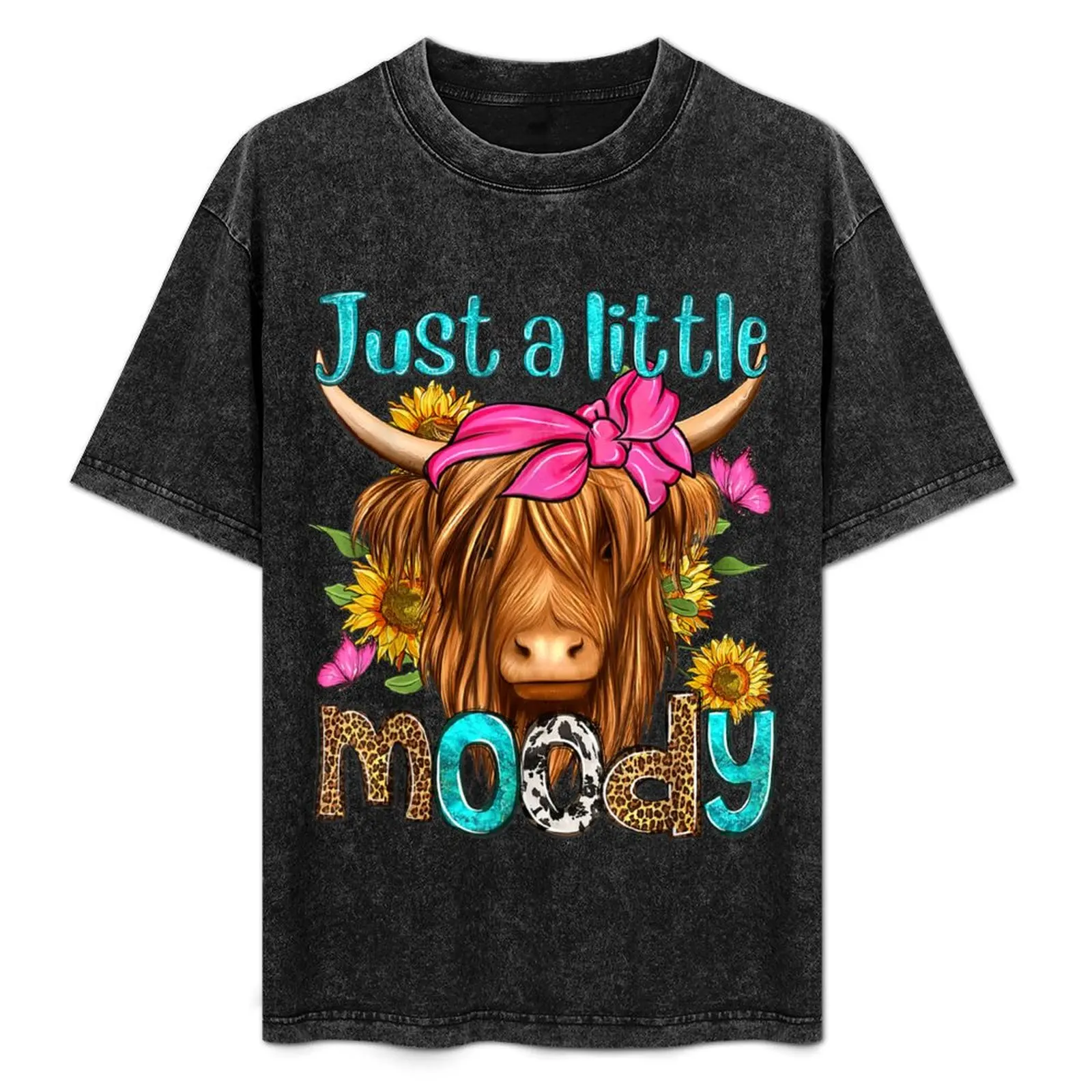 

Just A Little Moody Cute Western Highland Cows Lover Farming T-Shirt rapper graphic tees custom shirt vintage t shirt men