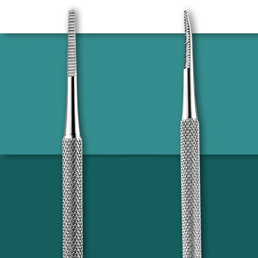 1 Set Rvs Nagelriemschiller Schraper Dubbele Hoofd Nagelreiniger Kit Antislip Handvat Draagbare Cuticle Remover Lepel voor