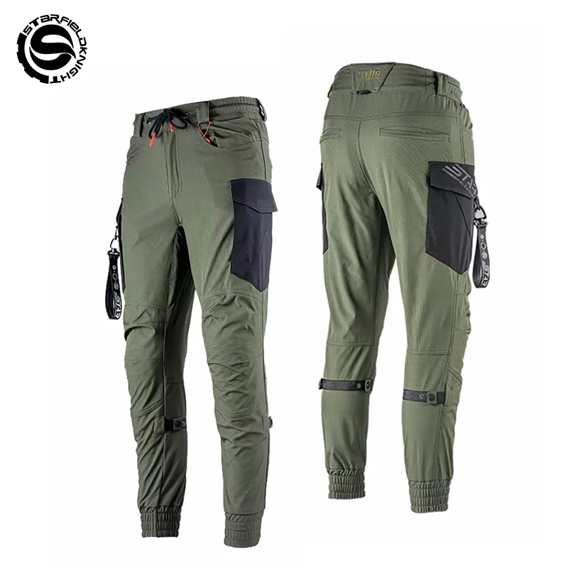 

SFK Spring&Summer Breathable Motorcycle Riding Trousers Splash-proof Green Men's Pants With CE Protective Equipment Accessories