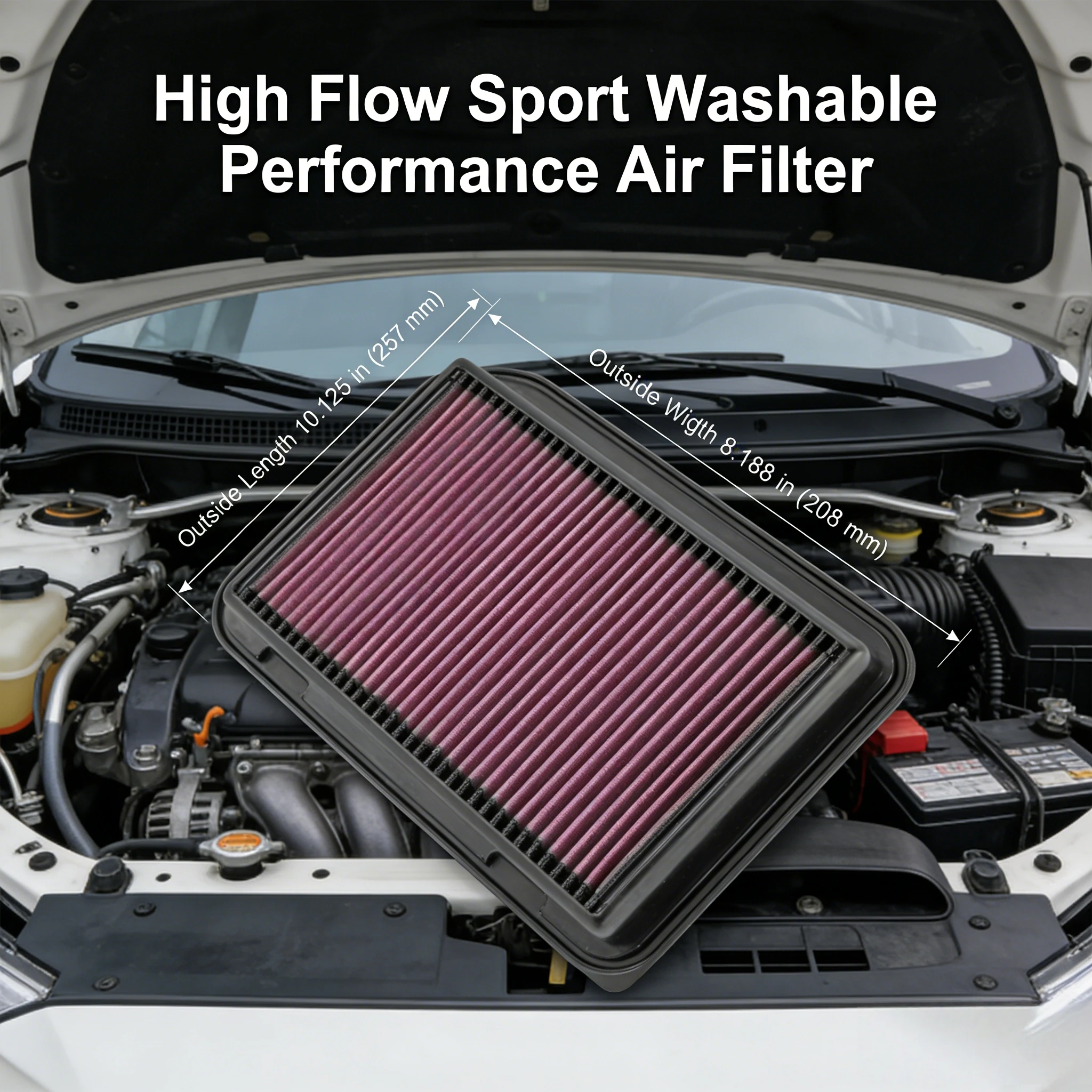 

For Mitsubishi Lancer CJ CY Evolution X 1.6 2.0 2.4 4B1 4B11T Engine 2012-2019 High Flow Sport Washable Performance Air Filter
