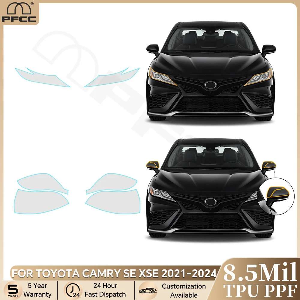 

Для Toyota Camry SE XSE 2021-2024 пленка для фар заднего вида, защитная пленка для краски из ТПУ, предварительно вырезанная, PPF, устойчивая к царапинам, прозрачный комплект
