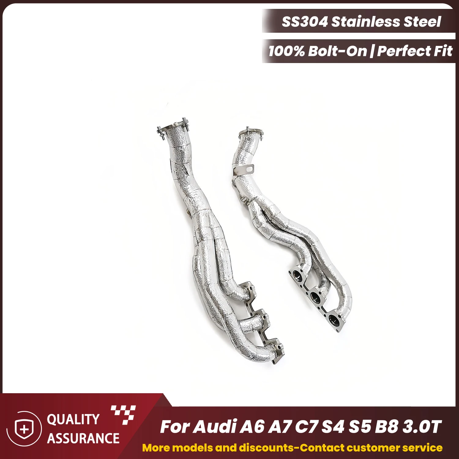 

ECCF SUS304 Sports Headers For Audi A6 A7 C7 S4 S5 B8 3.0T Nice Collectr Aggressive Exhaust Sound High Flow Performance Upgrade