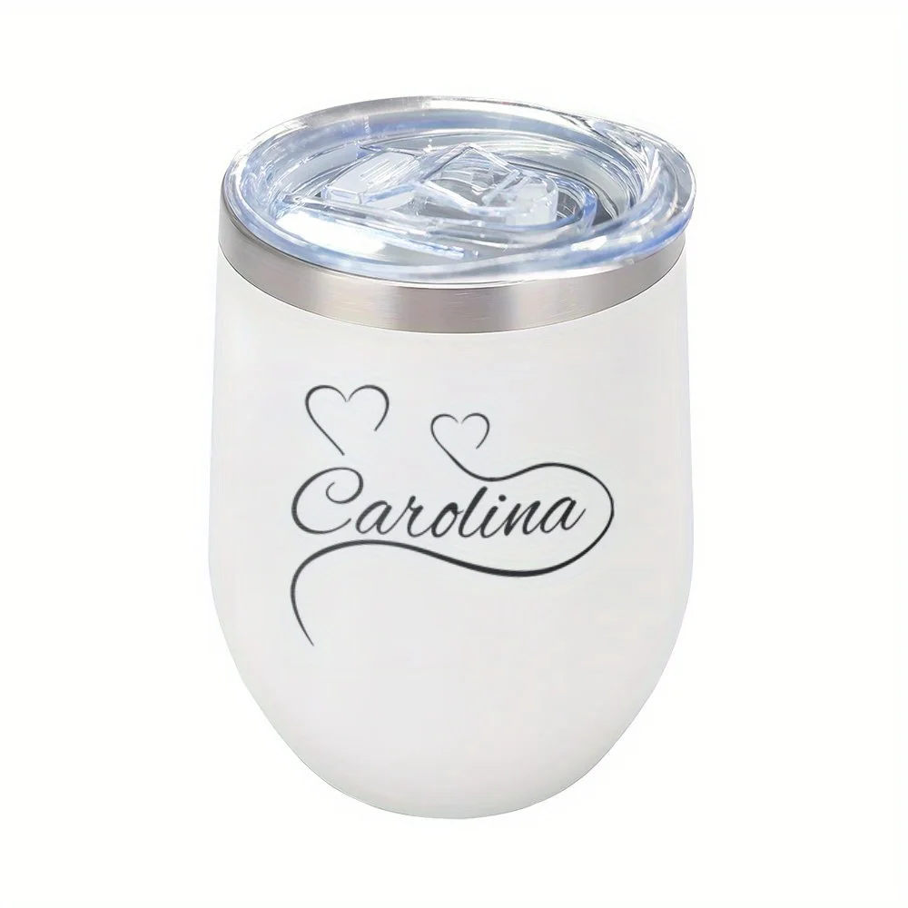 Customized Stainless Steel Wine Tumblers, 12Oz Insulated Wine Tumbler,  Thermos Cups with Lids for Coffee, Wine,Milk,Juice