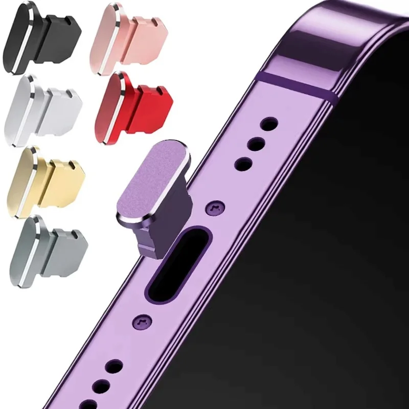 2-10pcs Metal Anti Dust Plug 8pin Charging Port Dustproof Cover Stopper For iPhone 14 13 12 Pro Max Airpods iPad Alloy Dustplugs