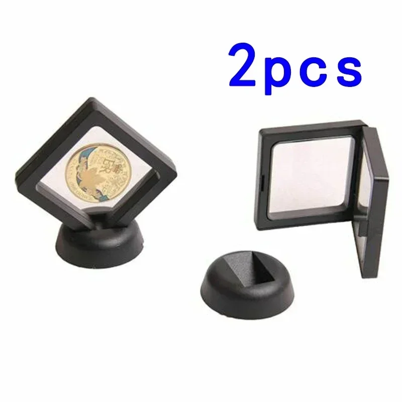 2Pcs Coin Display Stand 50x50mm Black Box Commemorative Coin Gifts Decora Multifunction Coin Showing Stand Holder Coin Display
