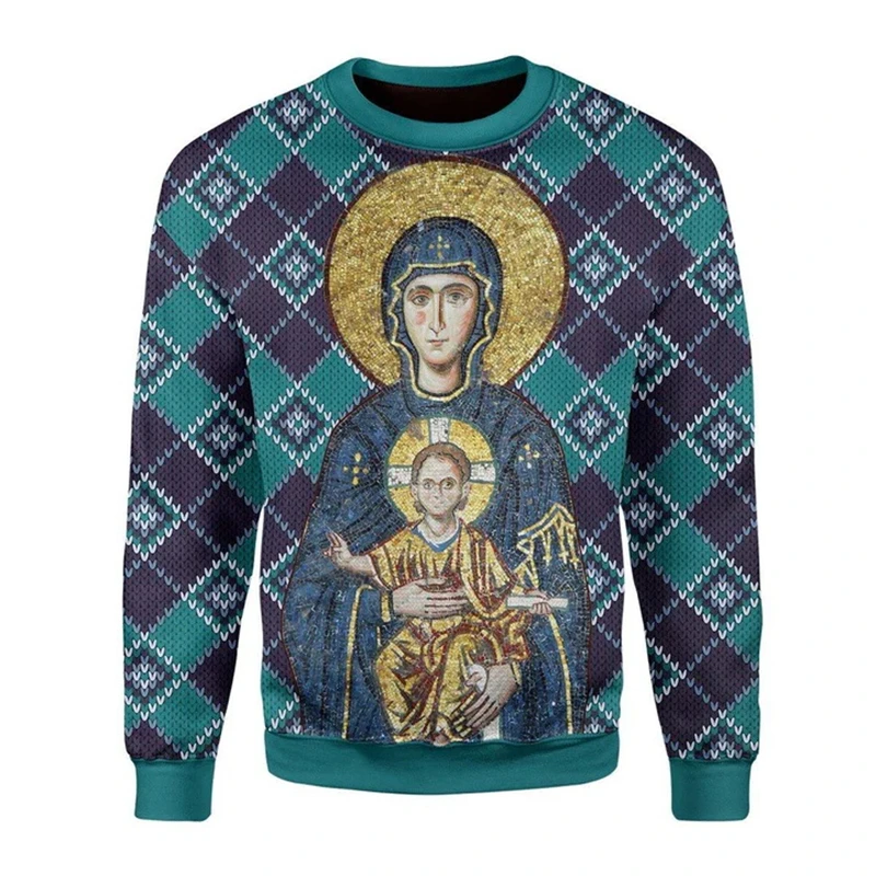 Men Women ugly christmas Sweatshirt Jesus Sweater 3D Printed the Orthodox graphic Sweaters Tops new unisex clothing dropshipping