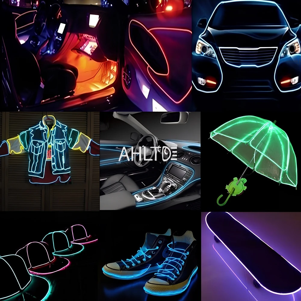 1m/2m/3m/5m interior do carro conduziu a lâmpada decorativa el fiação tira de néon para auto diy flexível luz ambiente usb festa atmosfera diodo