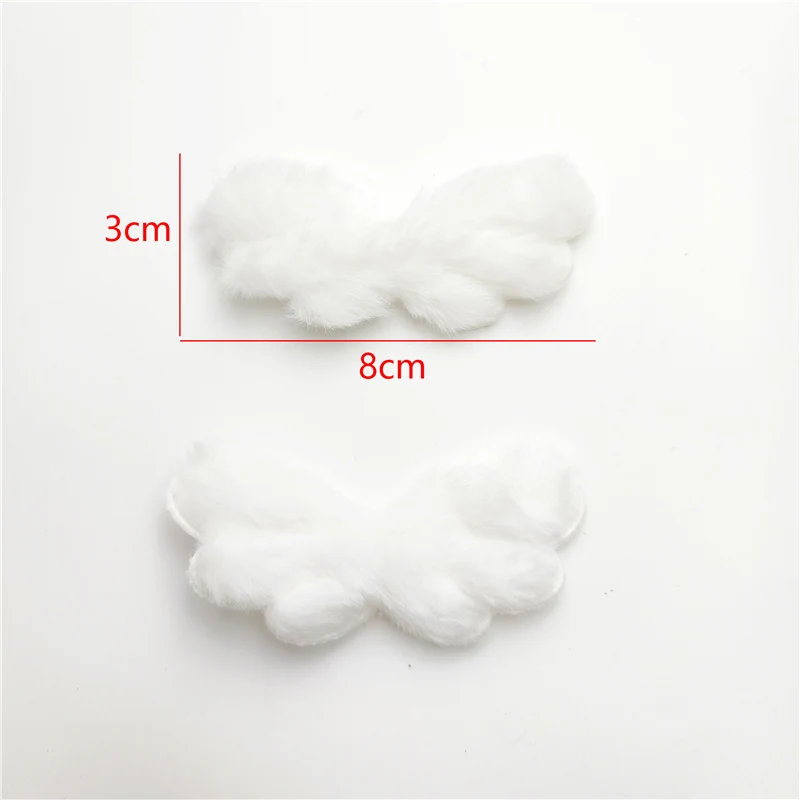 30Pcs 8CMx3CM White Angel Wing Padded Applique For DIY Handmade Hair Clip Hat Crafts Patches Decor Ornament Clothing Accessories