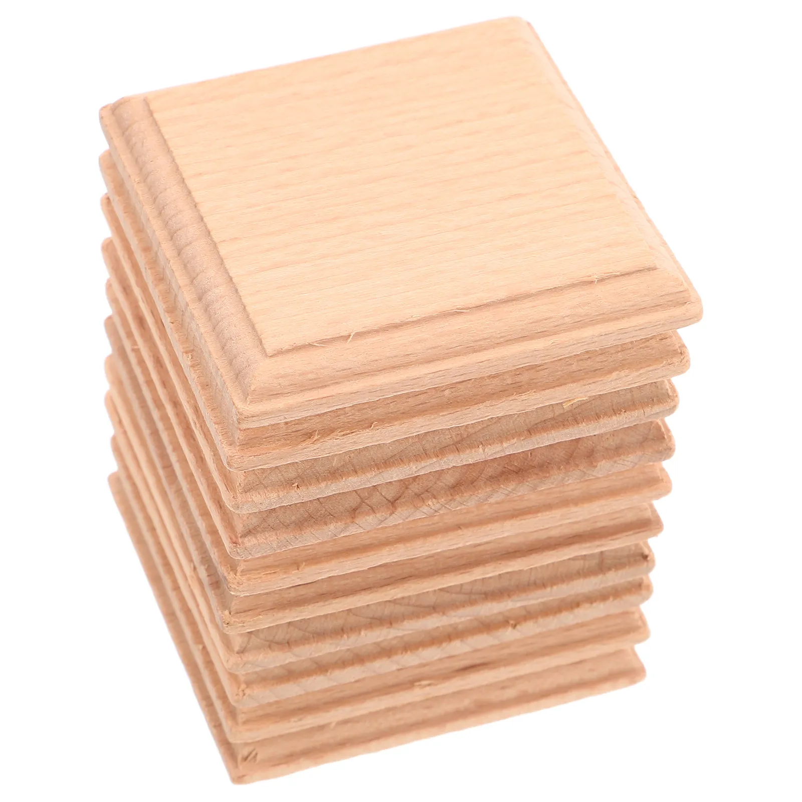 

10Pcs Beechwood Square Wood Blocks Unfinished DIY Craft Base Multi-Purpose Display Pedestal for Jewelry Models Sculptures