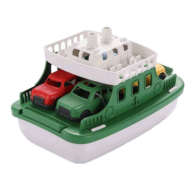 Boat Bath Toys for Toddlers with 4 Cars Toys Inertial Ocean Transport Ship Model Bath Toys for Toddlers 1-3