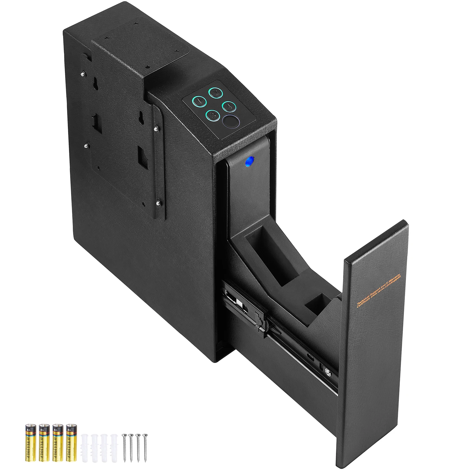 Mounted Gun Safe for Pistols, Handgun Safe for 1 Pistol for Home, Biometric Gun Safe with Three Quick Access Ways of Fingerprints, Passwords and Keys, Bedside, Nightstand, Wall