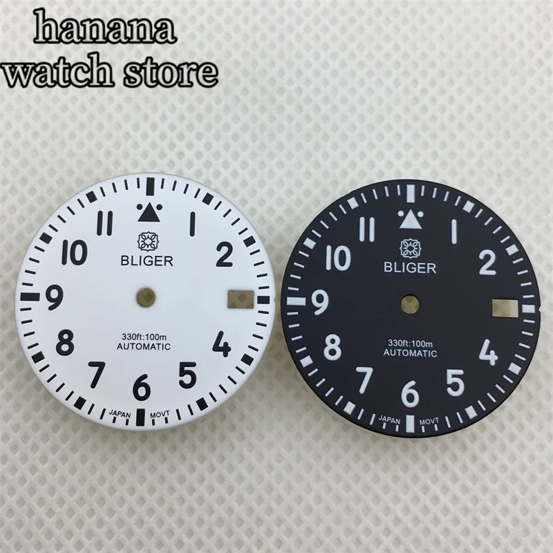 BLIGER/NO logo 29mm dial digital index luminous for NH35 NH36 ETA2836 2824 PT5000 Miyota8215 Mingzhu2813 3804 movement