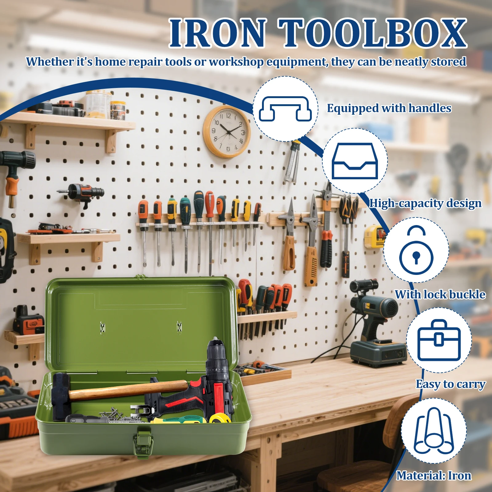 Hardware Tools Box Iron Tool Box Organizer Portable Metal Combination Suitcase Electrician Carpenter Electric Drill Storage Box
