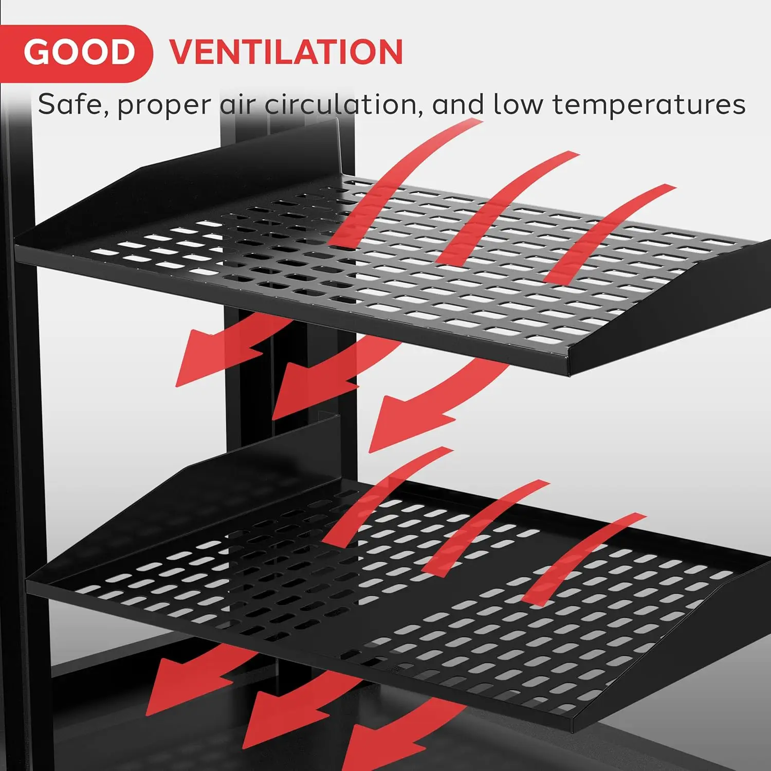 Universal Server Rack Mounting Tray for 19-Inch Cabinets, Vented Steel Equipment Shelf for Network & AV Gear – Model PLRSTN42U
