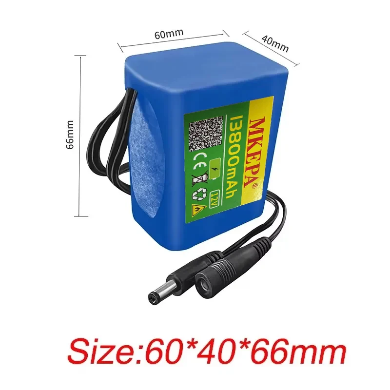 New 12V 3S2P Lithium Battery Pack | 13800mAh 18650 Battery Cell DC Interface 12.6V Charging Monitoring Replacement Battery