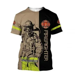 New Summer 3D Firefighter Print T-Shirt Men'S Fashion Street Wear Short Sleeve Harajuku Clothing Gym T-Shirt Men'S T Shirt