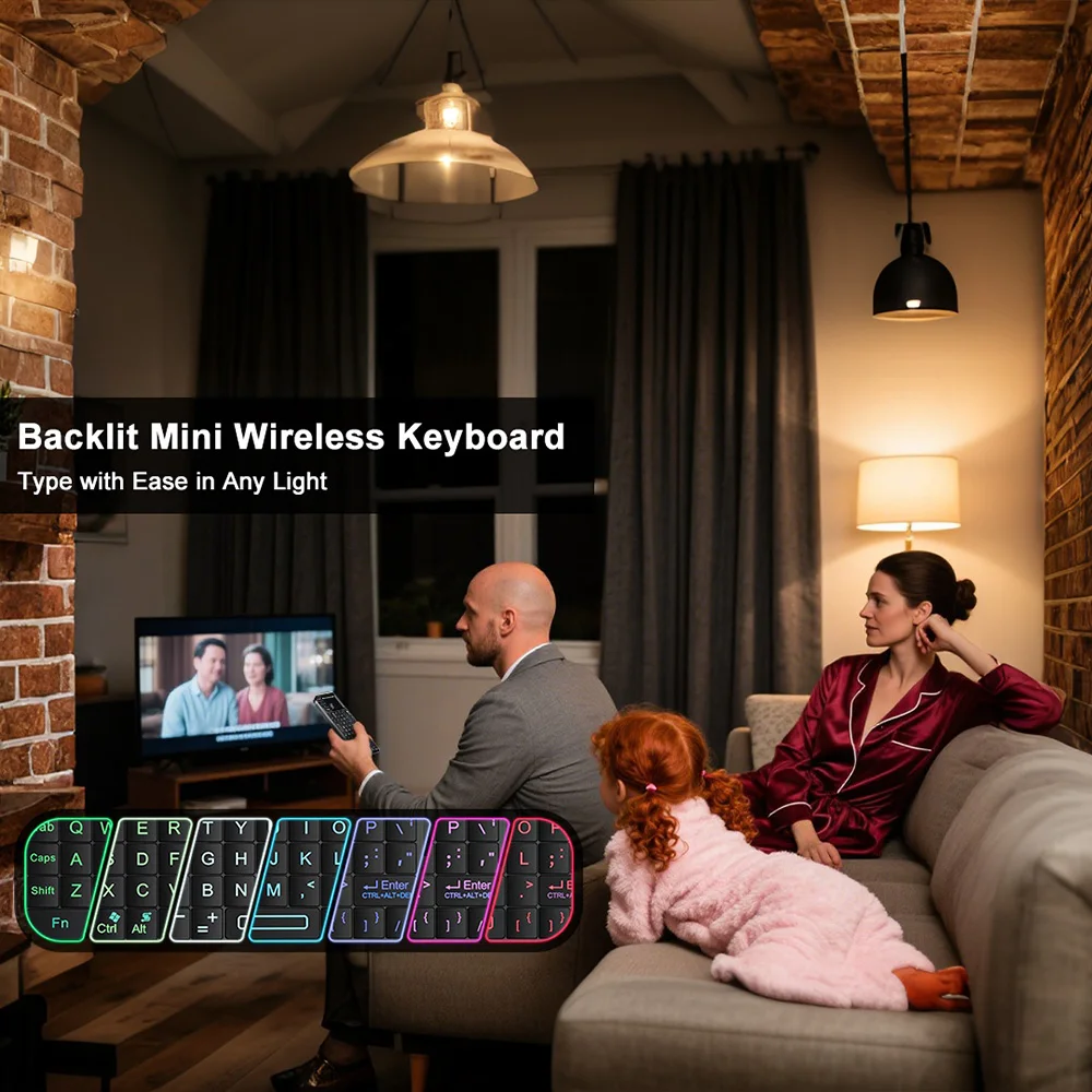 MRSVI A8 2.4G+Bluetooth Mini Keyboard Backlit Touchpad with Laser Pointer, Portable for Android/PC/TV Box