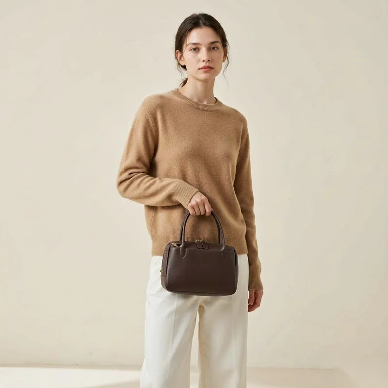 Women Top Layer Vegetable Tanned Leather Pillow Handbag Retro Shoulder Ladies High Quality Cowhide Crossbody Female Luxury 2026
