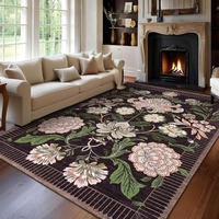 Flowers Plants Carpeting Bohemian Style Vintage Living Room Bedroom Carpet Green Brown Beige Door Mat Home Decoration Rug