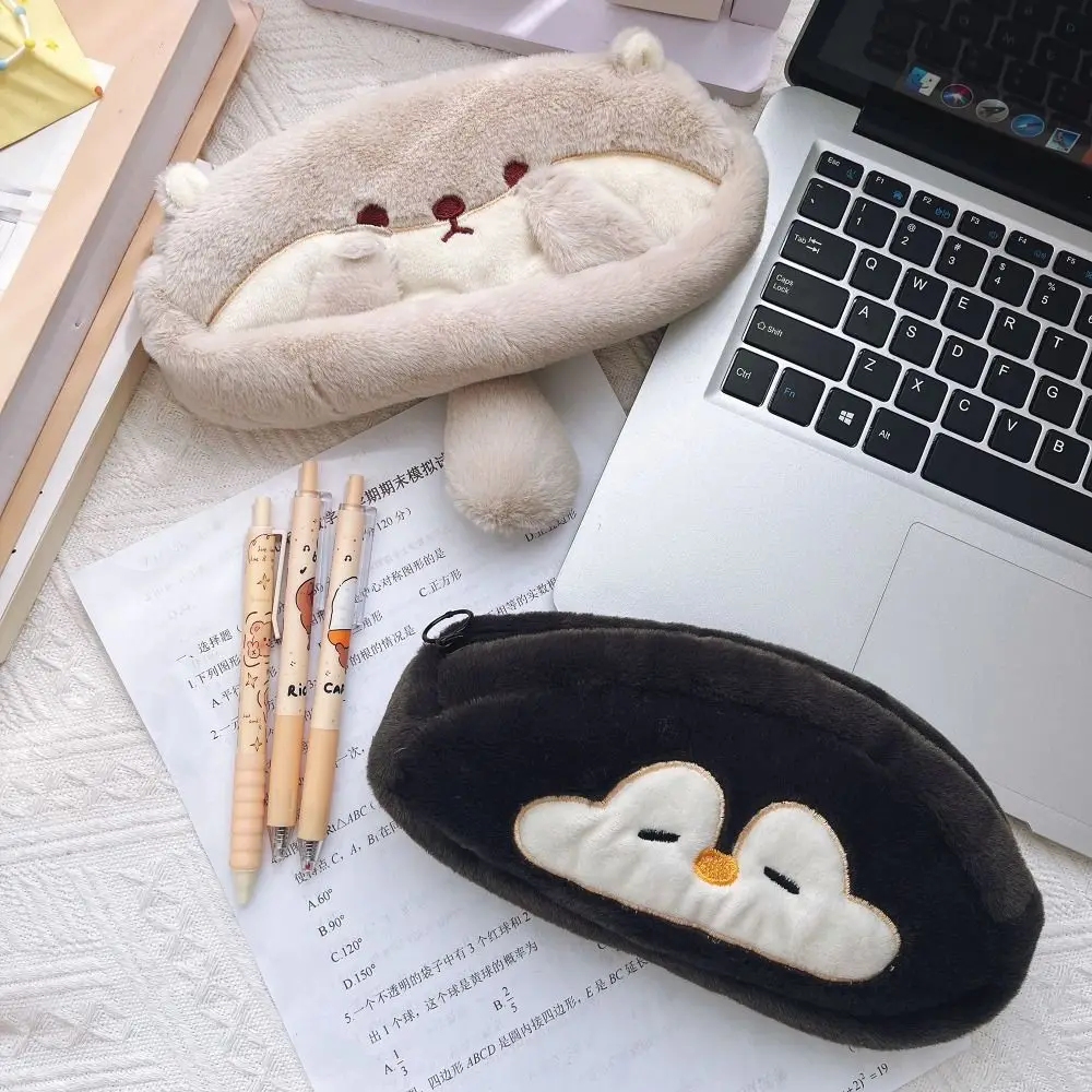 Tragbare Stifttasche, Otter-Pinguin, großes Fassungsvermögen, Schreibwarentasche, Federmäppchen, Schule, Büro