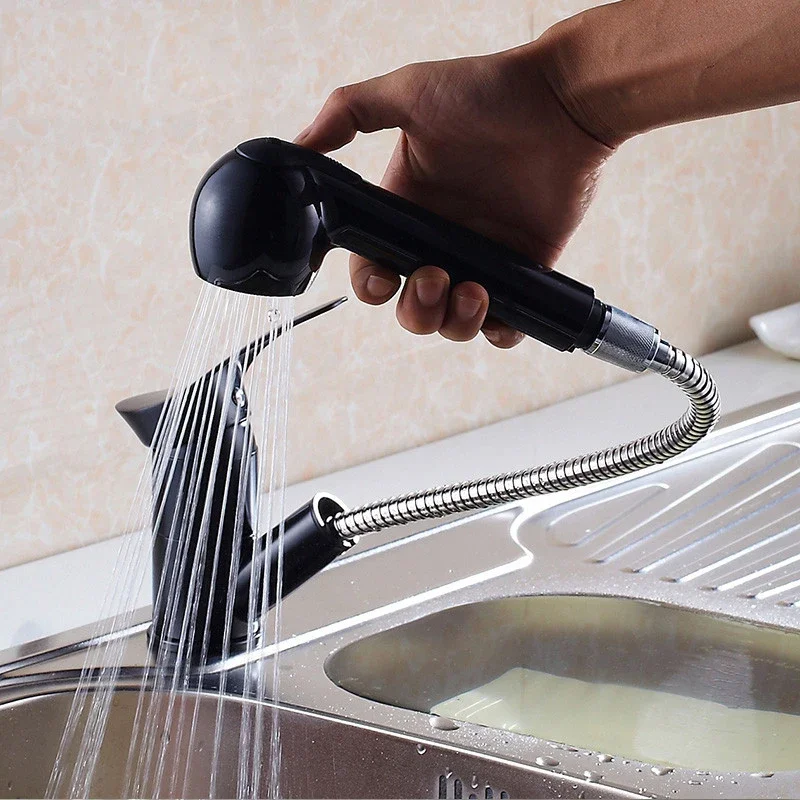 Kitchen Faucet Pull Out Spray Basin Sink Mixer Tap Crane Swivel Spout Single Handle Cold and Hot Water Tap Water Saving Faucet