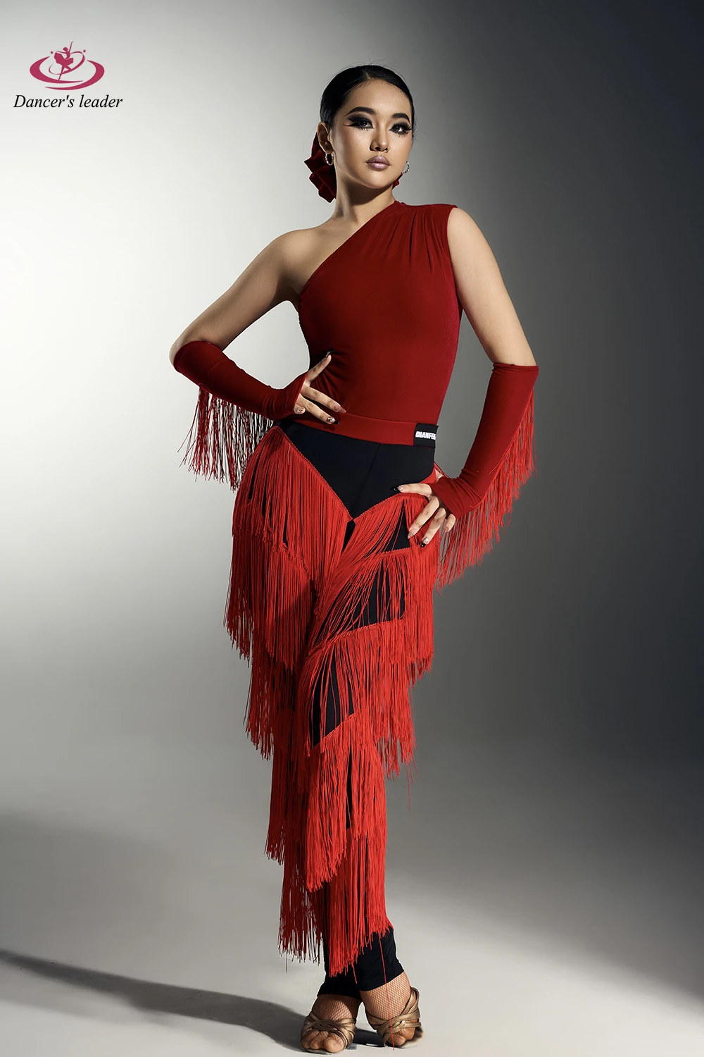 Robe de danse latine pour femmes, pour abonnés haut de gamme, avec pantalon à franges, vêtements professionnels de scène pour adultes