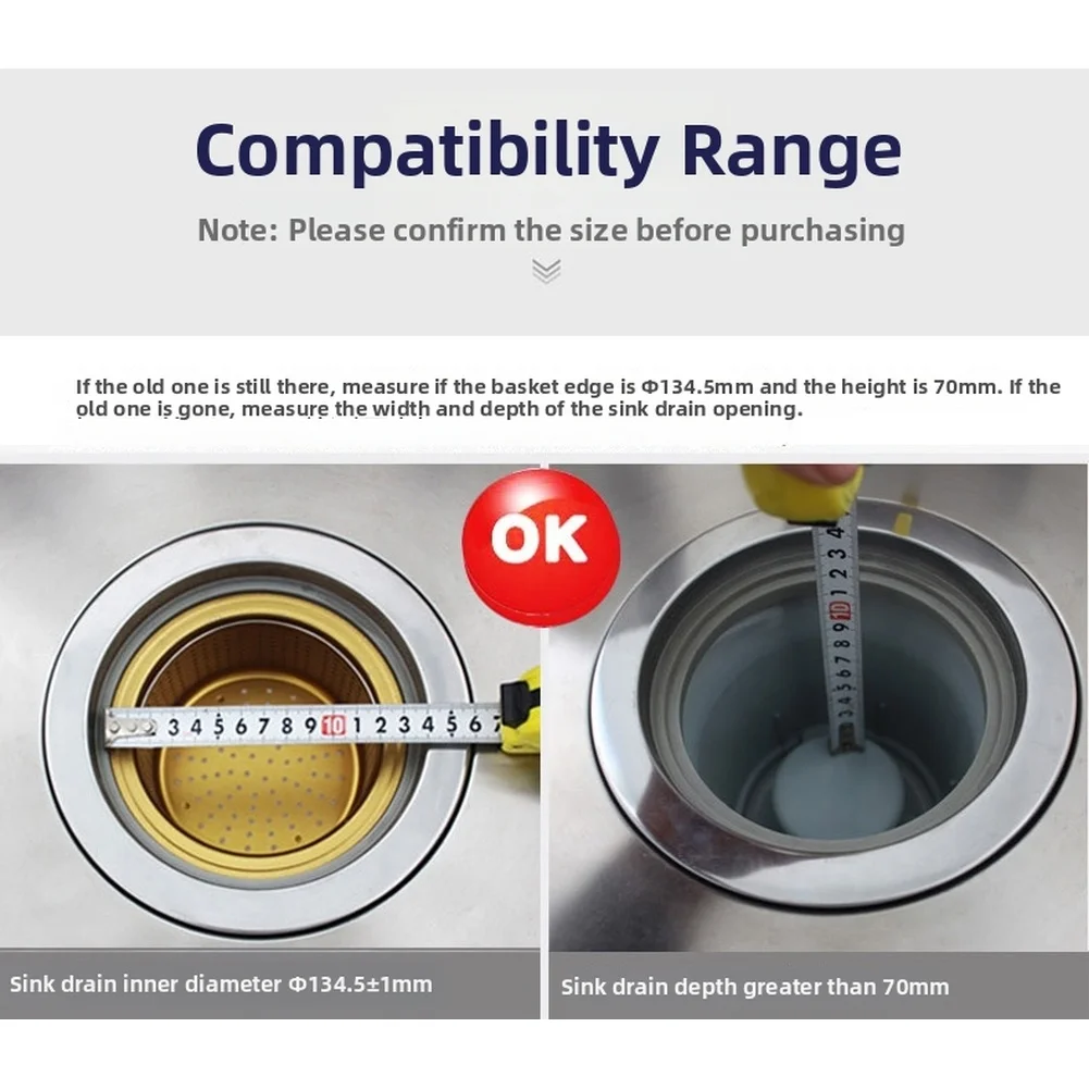 Golden Kitchen Sink Basket Filter Aluminum Titanium Oxide Gold Strainer  For Pressure Cookers 1pcs Home Replacement