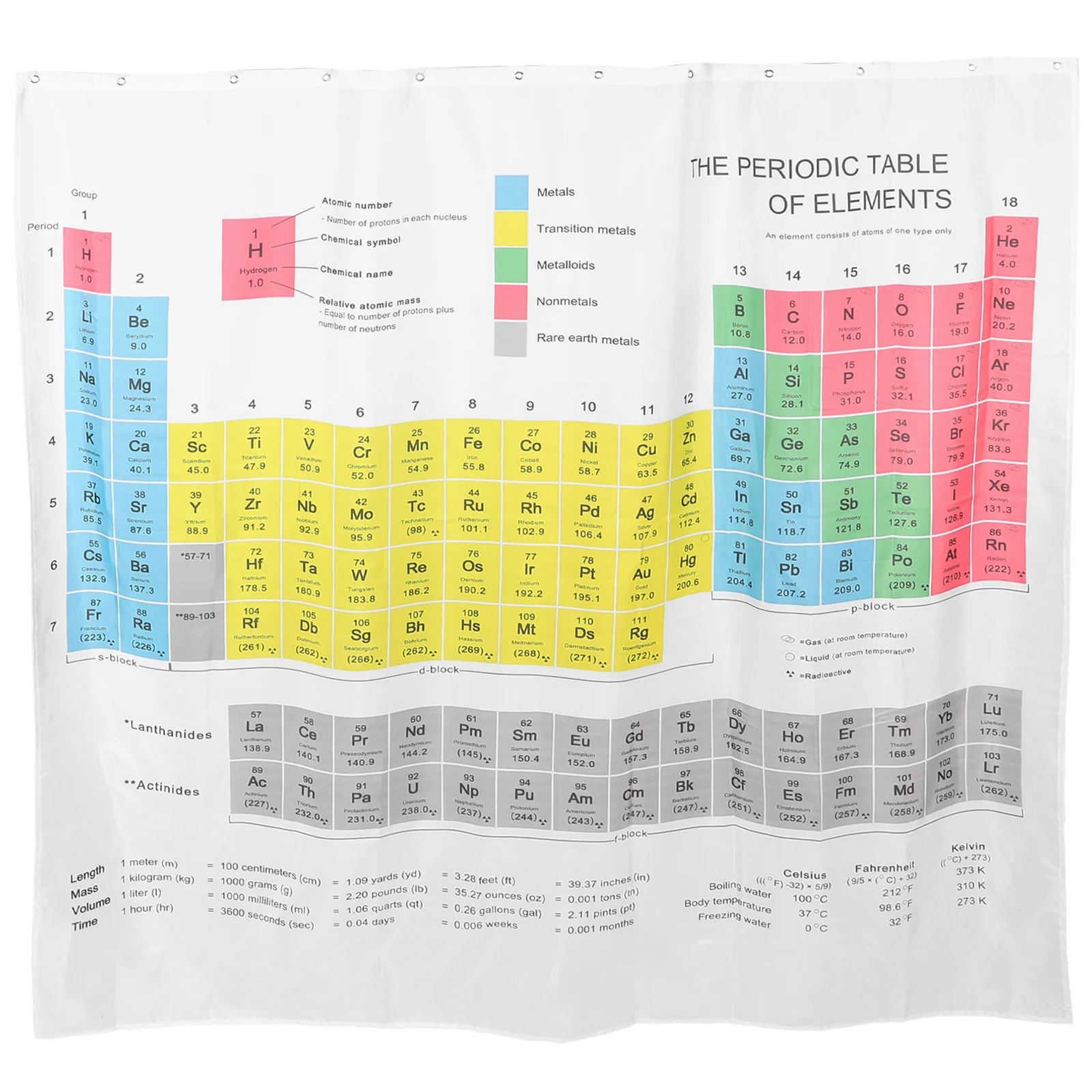 

1Set Periodic Table Waterproof Shower Liner Polyester Printed Bath Curtain Stylish Bathroom Supply Shower Curtain