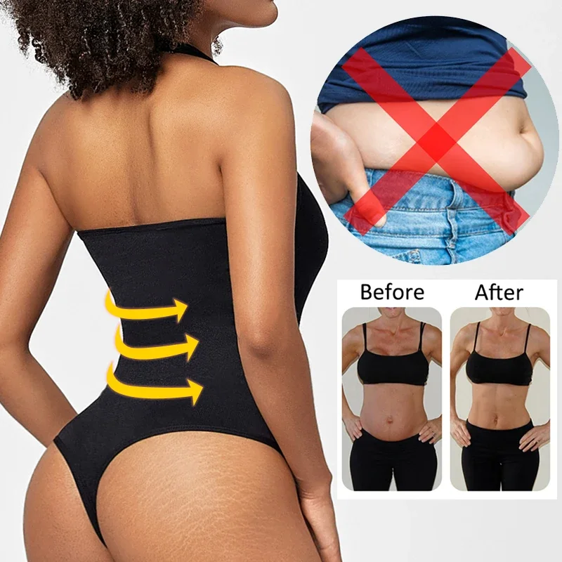 SLIMBELLE Womens Halter Neck Shapewear Bodysuits Tummy Control Waist Trainer Butt Lifter Slimmer Abdomen Corset Full Body Shaper