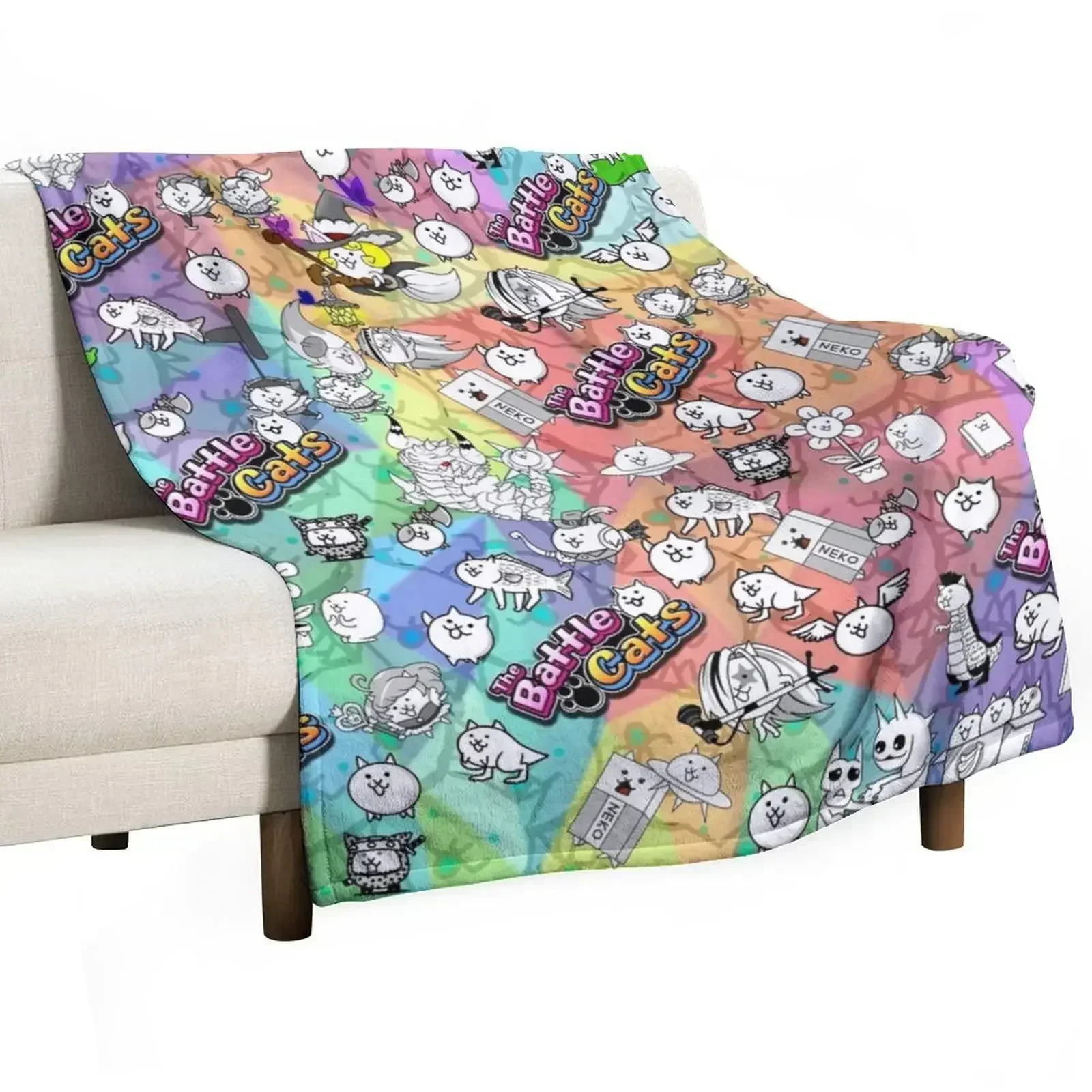 Battle Cats Throw Blanket anime Furrys Blankets