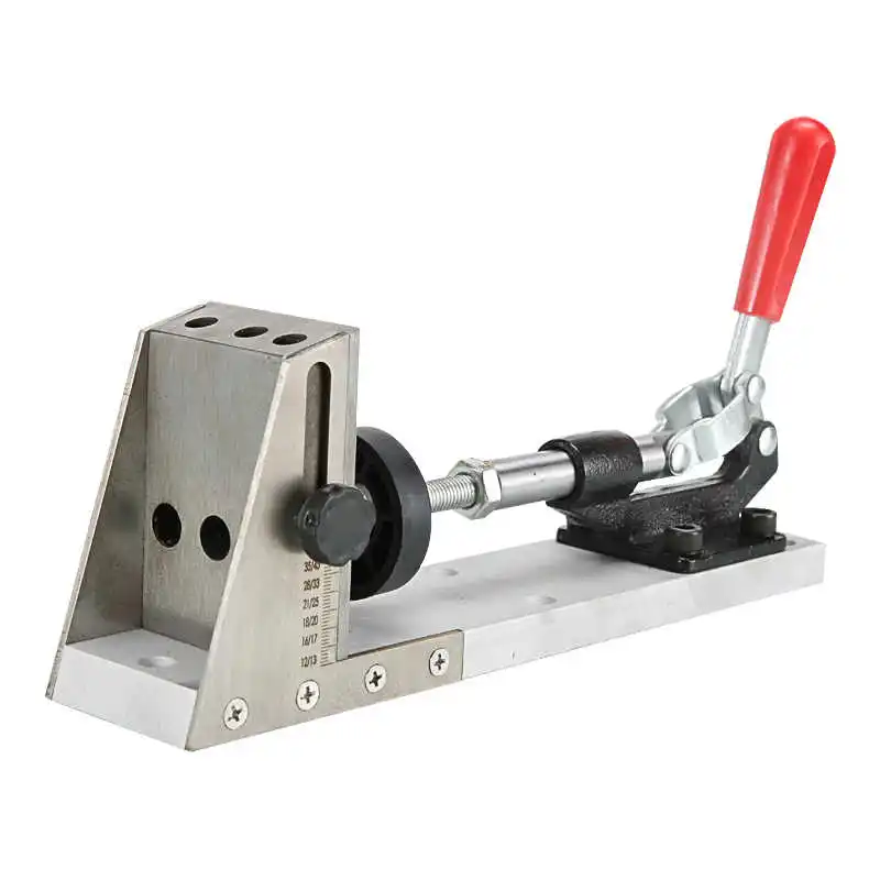 Woodworking Oblique Hole Punch Locator Pocket Hole Jig with Front-Mounted Clamp Drill Guide Tool Kit Aluminum Joinery DIY Tools