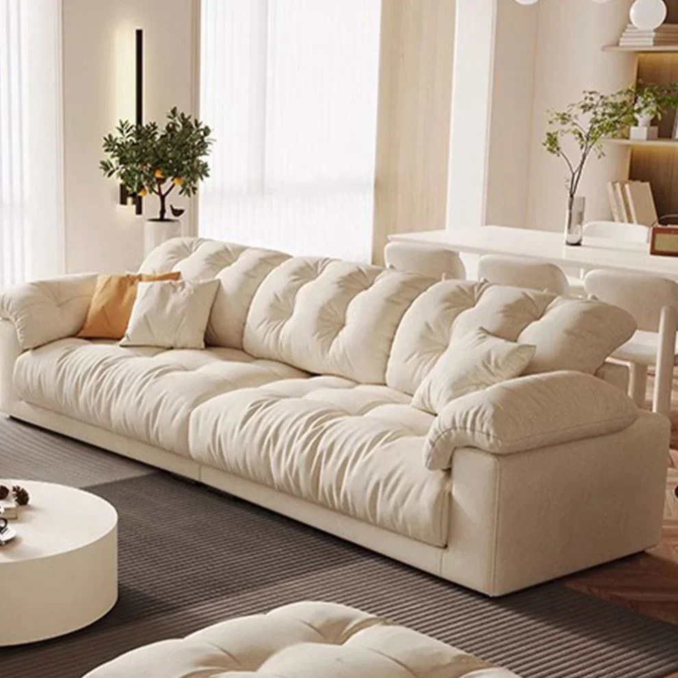 

Italian Designer Comfortable and Soft White Corner Modular Sofa European Simple Style Small Living Room Apartment Fabric Couch
