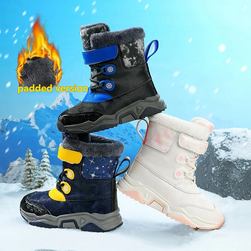 Bota impermeável do bebê meninas das crianças botas de neve de inverno crianças para menino sapatos casuais antiderrapante hobibear quente criança pelúcia