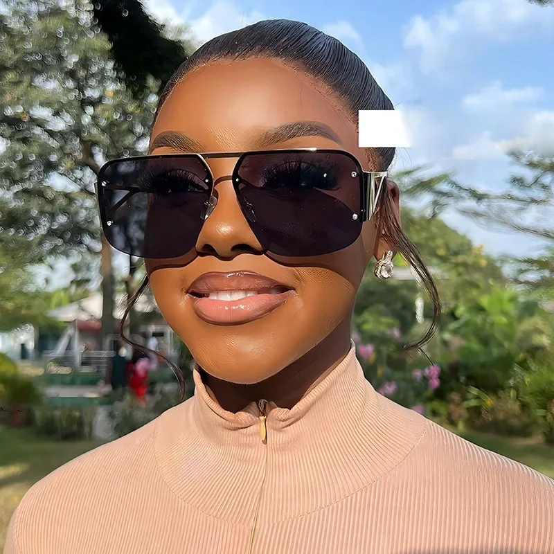 موضة المتضخم مربع النظارات الشمسية امرأة العلامة التجارية مصمم خمر نظارات شمسية مربعة الإناث إطار كبير ظلال UV400 نظارات #3