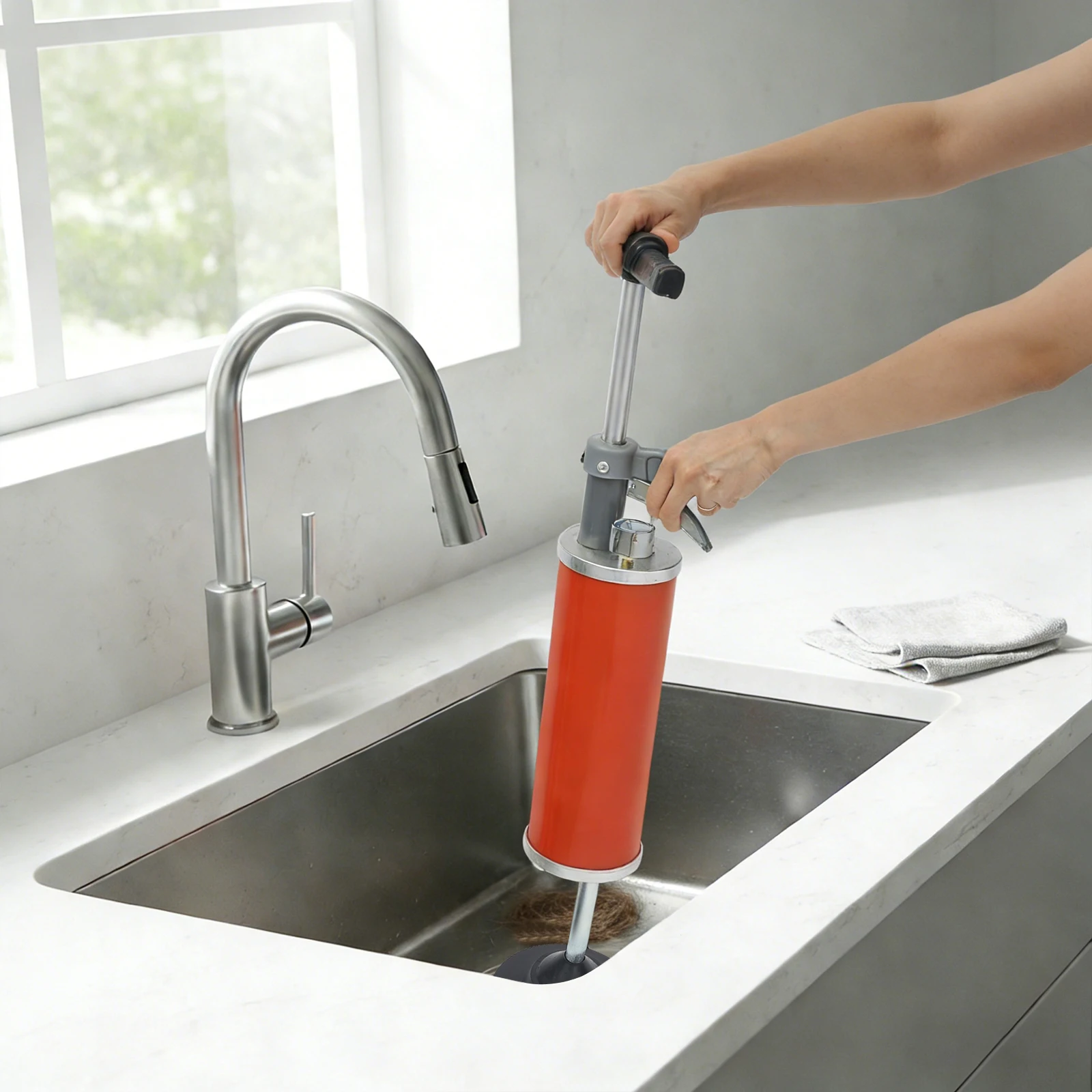 Desatascador de inodoros portátil de alta presión de 20*53.3cm, desatascador manual de fregaderos, bomba de aire para desagües de cocinas, inodoros y fregaderos de limpieza.