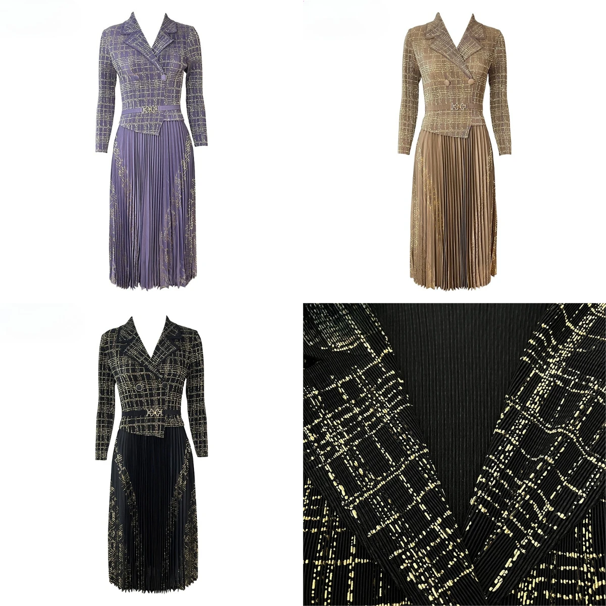 

Miyake Fold 2025 New Autumn/Winter Hot Stamped Hundred Fold Collar Fold Fashion Style Large Size Women's Pleated Loose Dress